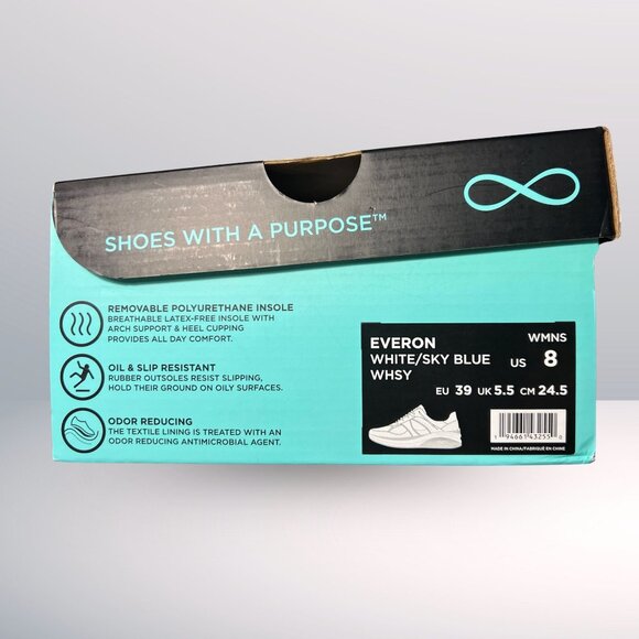 Infinity Everon Sneakers White/Sky Blue Womens Size 8 Breathable Odor-Reducing N - Picture 5 of 5